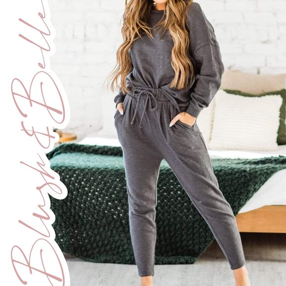 Blush & Belle Other - 100% Premium Cotton Relaxed Lounge Set ASH GREY